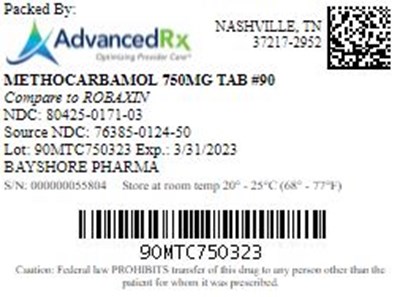 Methocarbamol 750mg Tab Qty 90 NDC 80425 0171